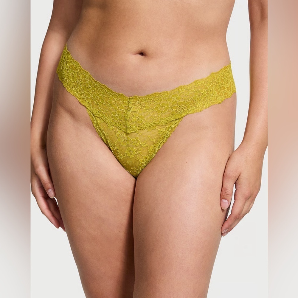 โจ๐NWT Victoria's Secret Lace Thong Panty S/P - Chartreuse Green โจ๐ - Picture 2 of 16